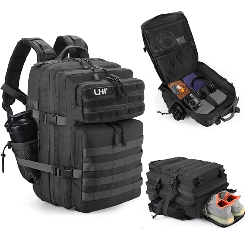 Military Tactical Backpack for Men and Women 45L Army 3 Days Assault Pack Bag Large Rucksack with Shoe Compartment