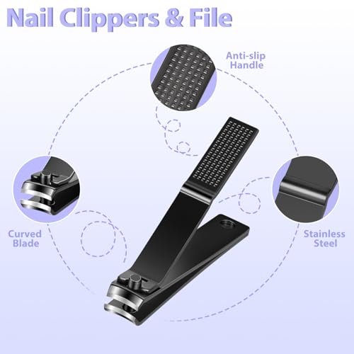 Tweezers Set 9 Pcs Colorful Nail Clipper Kit with Case for Grooming (9 Count)