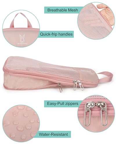 6 Set Space Saving Compression Packing Cubes Lightweight Packing Cube Pink