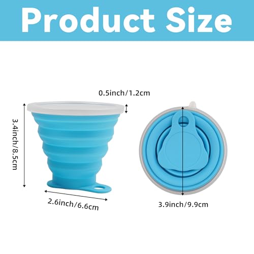2 Pack Collapsible Silicone Travel Cups with Lids Portable Folding Camping Cups (2 Count)