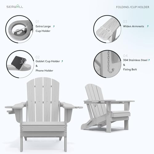Outdoor Adirondack Chair Set of 4 with Cup Holders (4 Count)