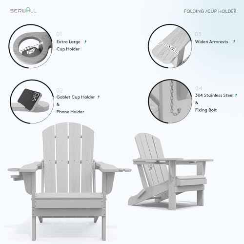 Outdoor Adirondack Chair Set of 2 with Cup Holders (2 Count)