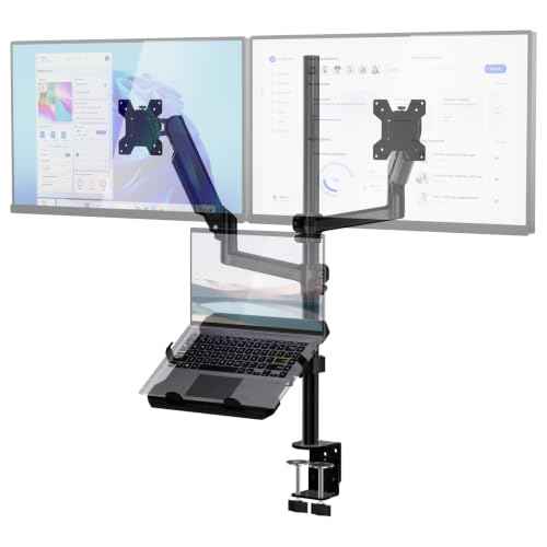 Dual Monitor and Laptop Stand for 17" Notebook and 32" Screens