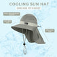 Cooling Sun Hat for Men Women UPF50+ Wide Brim Fishing Hat with Neck Flap Adjustable Foldable Bucket Hat for Hiking Grey