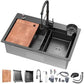 29.5 x 17.7 x 9 Inch 16 Gauge Black T304 Kitchen Sink Workstation