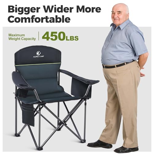 Oversized Fully Padded Camping Chairs with Lumbar Support