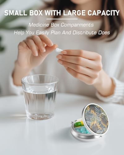 Pill Box 3 Compartment Portable Travel Medicine Box with Mirror