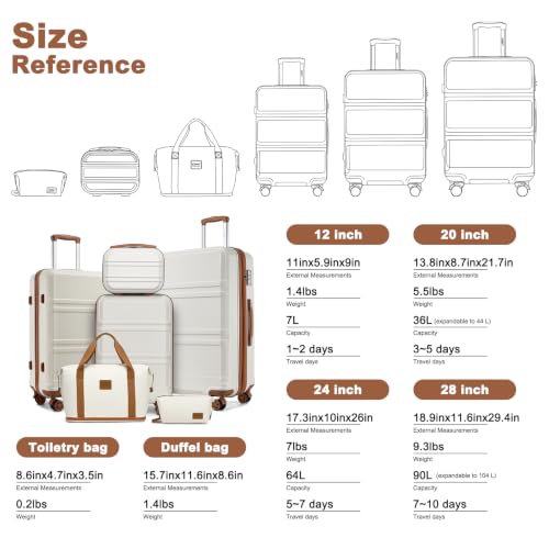 Suitcase Set 3 Piece Luggage Set Expandable with Spinner Wheels (6 Count)