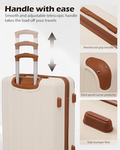 Luggage Set Lightweight and Durable Hardshell (5 Count)