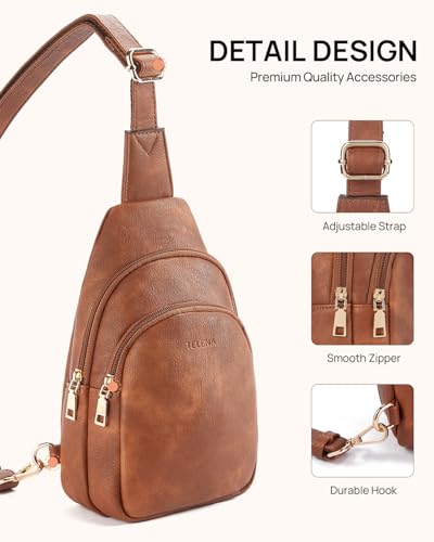 Crossbody Bags for Women Leather Sling Bag for Woman Travel Brown
