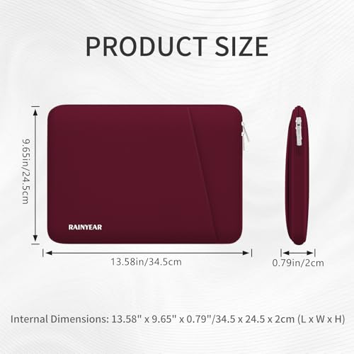RAINYEAR 13.3 Inch Laptop Sleeve Padded Case Cover with Front Pocket