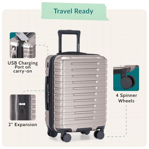 Boren Expandable Hardside Rugged Travel Luggage with 8 Spinner Wheels (2 Piece)