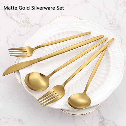 Matte Gold Silverware Set (4 Count)