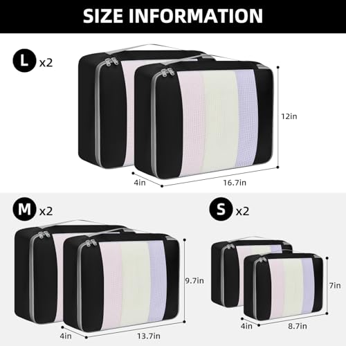 6 Set Packing Cubes Various Sizes Packing Organizer for Travel Accessories Luggage Carry On Suitcase