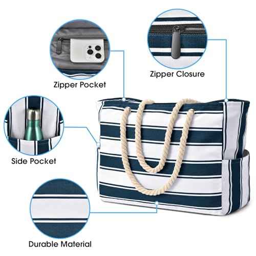 Beach Bags for Women Large Waterproof Beach Tote Bag Zipper Beach Bags Waterproof Sandproof Swim Pool Bag Large Tote