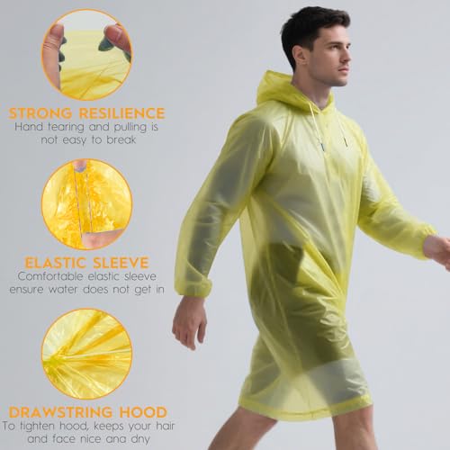 6 & 20 & 50 Pack Disposable Rain Ponchos for Adults (6 Count)