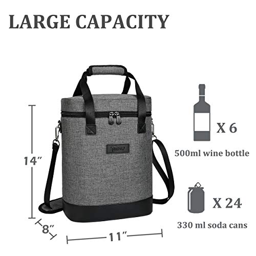 6 Bottle Wine Cooler Carrier Tote Bag