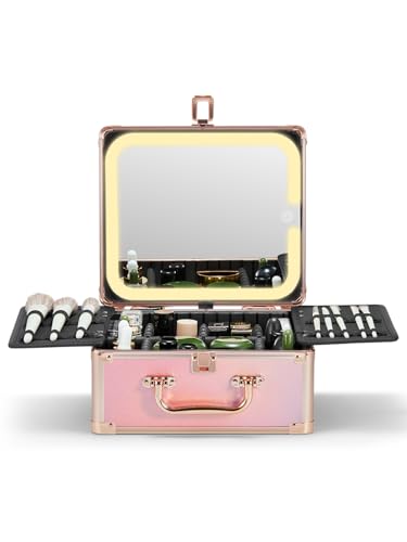 Makeup Box with Detachable Magnetic LED Mirror