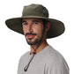 UPF50+ Mens Sun Hat Wide Brim Fishing Hat Large Foldable Brim UV Protection Hat for Men Bucket Beach Army Green