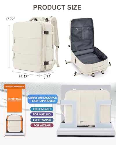 Large Travel Backpack Carry On for Women Man Gym Backpacks with Laptop Compartment Mochila de Viaje Teacher Personal Item Backpack Rucksack Airplane Accessories Must Haves Beige