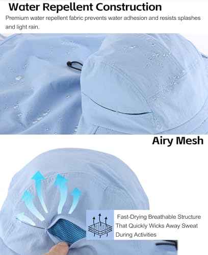 UPF 80+ Sun Hat for Men Women Wide Brim Sun Hat with Neck Flap Summer Beach UV Protection Gardening Fishing Hat