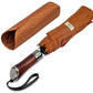 Folding Umbrella Lux Hardwood Handle Herringbone Gold Flame