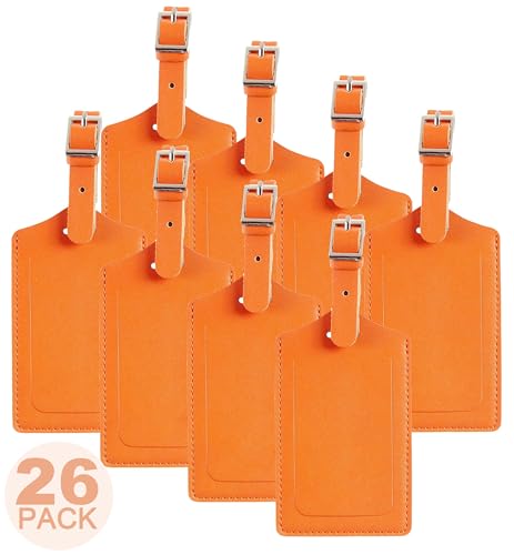 26 Pack Luggage Tags Faux Leather for Suitcases Travel Bag Labels with Protection Cover ID (26 Count)