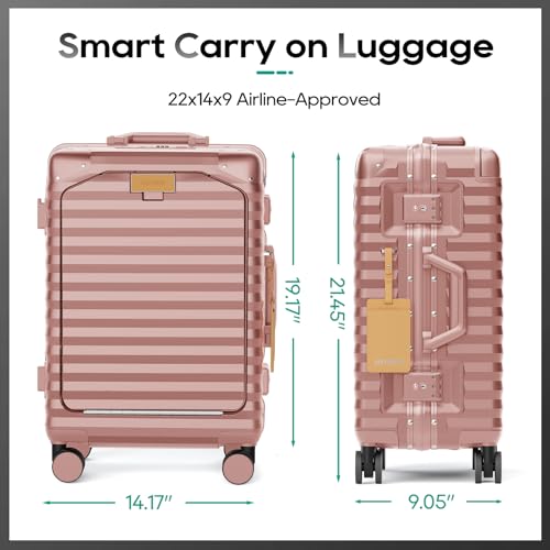 20 Inch Carry on Luggage with Aluminium Frame and Front Pocket