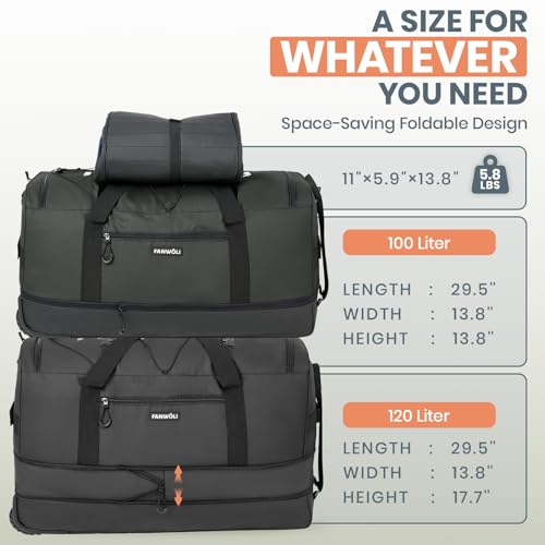 120L Rolling Duffle Bag with Wheels