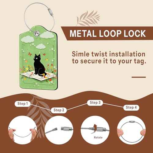 2 Pcs Cat with Book Luggage Tags for Suitcase (2 Count)