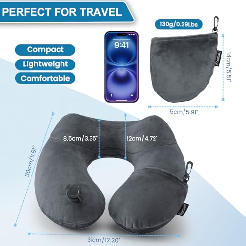 Inflatable Neck & Shoulder Travel Pillow for Airplane Naps