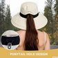 Sun Hats for Women Wide Brim Ponytail UV Protection Beach Hat Packable Waterproof Bucket Hat for Travel Hiking Gardening