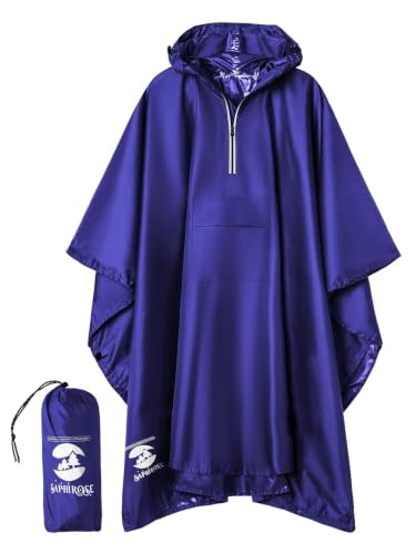 Hooded Rain Poncho Waterproof Raincoat Jacket for Men Women Adults