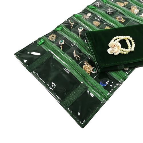 Travel Jewelry Roll Bag Portable Organizer Pouch With Grids&PVC Cover Storage Bags for Necklace