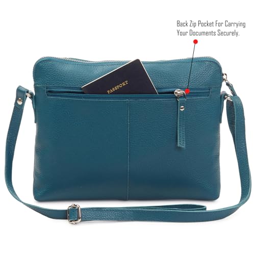 Leather Crossbody Bags for Women Small Soft Genuine Pebbled Sling Shoulder Handbag Crossover Purse with Full Adjustable Strap