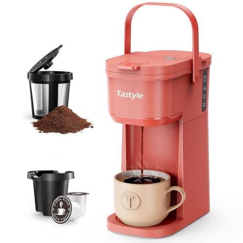 Mini Single Serve Coffee Maker for K Cups and Grounds with Handle