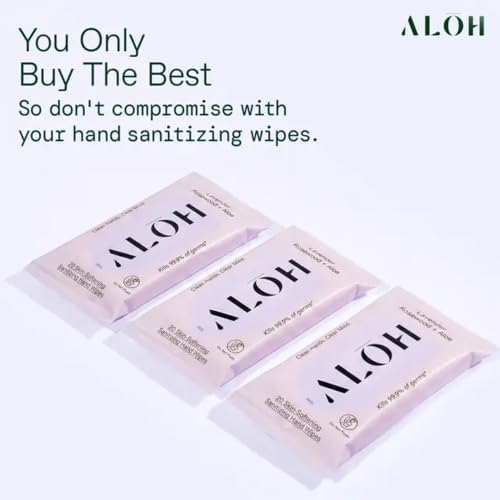 ALŌH Lavender Rosewood + Aloe Hand Sanitizer Wipes (60 Count)