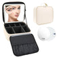 Travel Makeup Bag with LED Mirror and 10x magnifying glass with 3 Lighted Settings