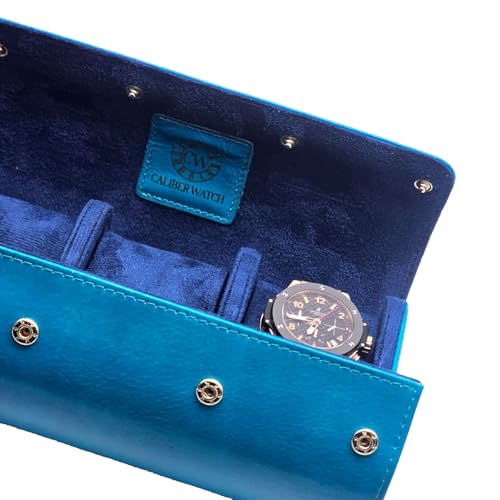 Genuine Napa Leather Watch Roll Travel Case for 3 Watches