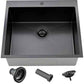 25 x 22 Inch Drop In Black Kitchen Sink
