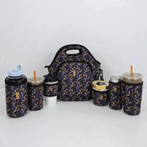 LunchTote Zippered Bag Insulated Neoprene Caddy (Celestial Slither / X-Large 6.5 Quart Lunch Tote)