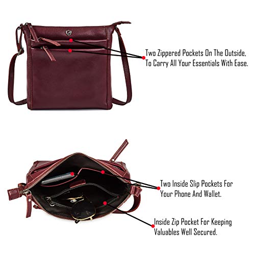 Leather Crossbody Bags for Women Small Genuine Nappa Purse Multi