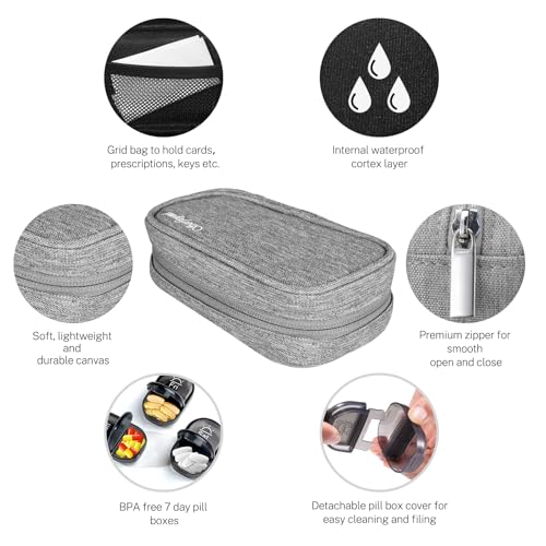 Weekly Travel Pill Organizer 2 Times a Day AM PM Black Pill Box