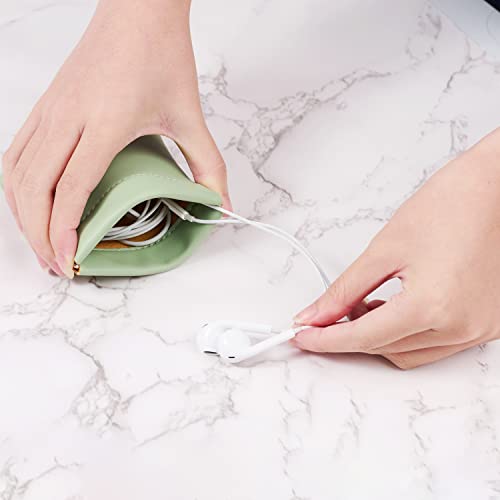 2 Pack Dark Green PU Leather Slim Ring Pouches Jewelry Bags Travel (2 Count)