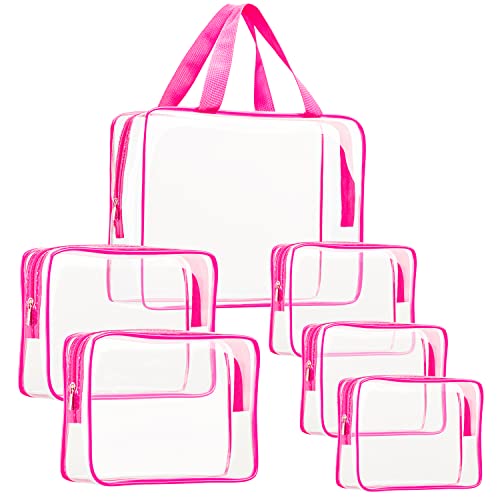 6Pcs Crystal Clear PVC Travel Toiletry Bag Kit for Women Men (6 Count)