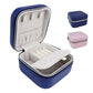 2 Pack】 PU Leather Travel Small Portable Mini Travel Jewelry Organizer for Rings Necklaces Earrings and Lipstick Color Blue and Pink (2 Count)