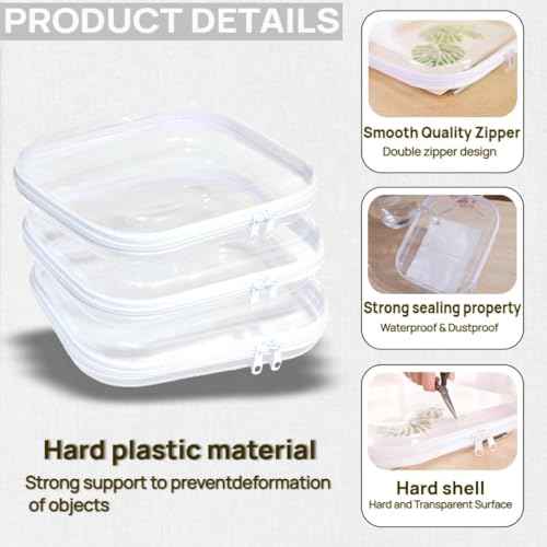 3PCS Clear Hard Plastic Zipper Case (3 Count)