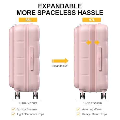 26 Inch Large Expandable Checked Luggage Hard Shell Suitcase