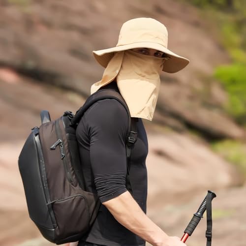 Sun Hats for Men Women Fishing Hat UPF 50+ Breathable Wide Brim Summer UV Protection Hat with Face Cover & Neck Flap