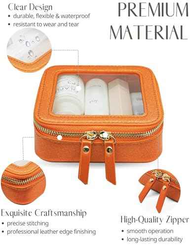 Clear Makeup Bag with Zipper Small Travel Cosmetic Case Orange Mini Pouch for Purse Accessories Car Storgae Essentials Bag Purse Pouch Organizer Compact Small Clear Toiletry Bag for Traveling